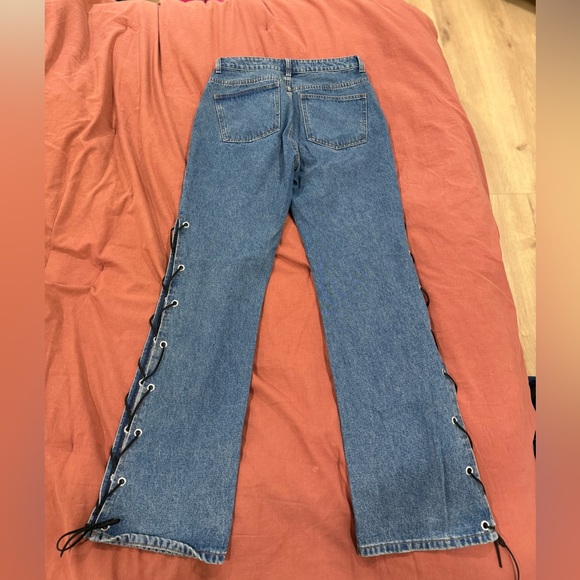 superdown Blue Lace-Up Straight Leg Jeans - Picture 5 of 5